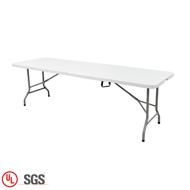 Al aire libre moderna 8FT veces-en-la mitad grande de plástico blanco Conferencia plegable mesa de banquete