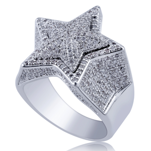 Lleno de diamantes de alta calidad diseño de la joyería de los hombres pentagrama <span class=keywords><strong>estrella</strong></span> de cinco puntas de anillo - Product Image 3