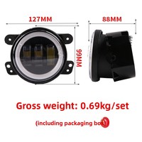 Feux antibrouillard avant Angel-eye universels exclusifs transfrontaliers pour Wrangler, 4 pouces, LED 6000 Lumens, température de couleur 5000K, phares pour