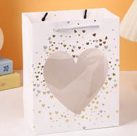 Valentijnsdag papieren tassen met hartjespatroon, cadeauzakjes met gouden folie, feestzakjes voor bruiloft, jubileum, verjaardag