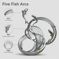 Sculpture d'art métallique grand format en acier inoxydable poli miroir, motif poisson en spirale sautant, pour jardin et parc extérieur, fabrication sur mesure