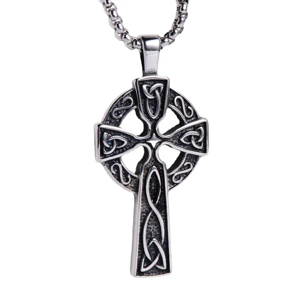 Yiwu DAICY jewelry Factory direct sale Vintage gothic mens Latest Trendy stainless steel Celtic knot cross pendant