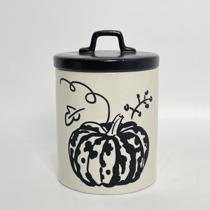 Middum Canister Jar 7.25." H (Black and White Pumpkin) - Product Image 2
