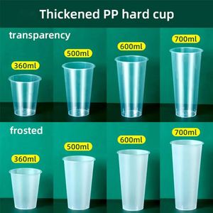 Gobelets en plastique transparent jetables écologiques avec logo personnalisé, 90 mm, 16 oz, 24 oz, à paroi simple, pour boissons froides, boba, bubble tea, café - Product Image 2