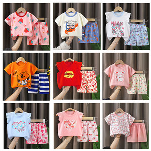 Conjuntos de ropa para niños Profit King, camisetas de algodón con pantalones cortos, diseños florales de mariquita en denim para niños de 0 a 12 años - Product Image 6