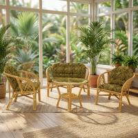 Ensembles de meubles en rotin naturel, ensembles de salon Bahama 1 table et 3 chaises avec un design minimaliste classique