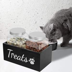 Farmhouse Madeira Pet Treats Organizador De Armazenamento Cão e Gato Tratar Recipiente com 2 Frascos <span class=keywords><strong>Dog</strong></span> <span class=keywords><strong>Food</strong></span> e Tratar Recipiente De Armazenamento - Product Image 5