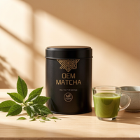 Poudre de Matcha Antioxydante Marque Blanche 30g 30 Doses Emballage en Boîte Métallique Naturel Adulte OEM/ODM Logo Personnalisé