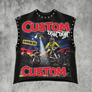 Camiseta sin mangas personalizada para hombre, estilo <span class=keywords><strong>vintage</strong></span> urbano, de algodón 100% de alto gramaje, con estampado DTG de pedrería y efecto desgastado, corte holgado. - Product Image 1