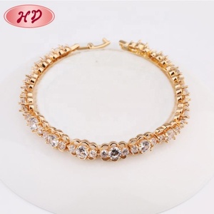 Pulsera de tenis chapada en oro con cristales para niños, corte brillante, engaste de garra, joyería clásica para fiestas, aleación, circonita cúbica de moda - Product Image 1