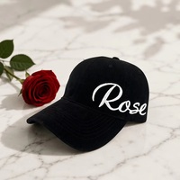 Casquette de baseball personnalisée brodée de roses, 6 panneaux, en sergé de coton, réglable, style vintage minimaliste, vente en gros, OEM, faible MOQ