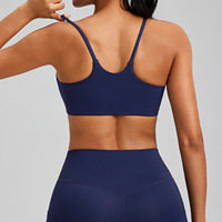 Nouveau style 2026 Soutien-gorge de sport pour femme à bretelles fines et souples, couleur unie, non ajustable, maintien élevé, antichoc, push-up, dos élégant, en Spandex/Nylon, pour la gym