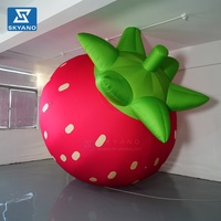 Modèle de fraise gonflable géant personnalisé, grande sculpture de fruit gonflable pour la publicité commerciale en extérieur et la décoration