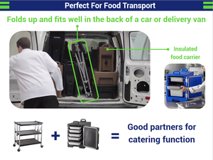 Carrito de Servicio Plegable de Acero Inoxidable y Plástico para Catering, Equipo de Hostelería, Remolque para Camión de Comida - Product Image 4