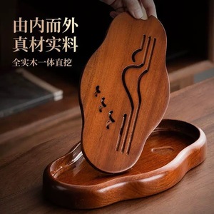 Bandeja de té de madera maciza, pequeña mesa de té para el hogar, bandeja de té de palisandro, nueva bandeja de té portátil de una pieza para oficina con drenaje estilo kung fu - Product Image 4