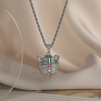Bijoux fantaisie collier femme plaqué or 18 carats animal tête de léopard collier zircon haute qualité hip hop tendance bijoux personnalisés