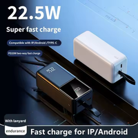 LOGO personnalisable PD22.5W banque de puissance de charge super rapide 10000-50000mAh chargeur portable double USB de grande capacité avec lanière