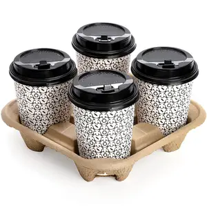 Biodegradable beverage paper drink carrier disposable cup holder paper hot drink carrier suppliers