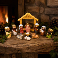 Crèche de Noël en résine personnalisée en gros, figurines de la Sainte Famille de dessin animé, cadeau de Noël pour enfants, décoration de table