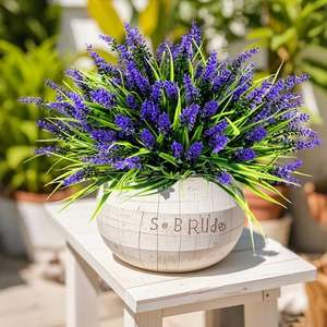 Gran oferta de plantas artificiales resistentes a los rayos UV para exteriores, <span class=keywords><strong>flores</strong></span> de lavanda de imitación, <span class=keywords><strong>mono</strong></span>, hierba, porche, ventana, Patio, maceta colgante - Product Image 6