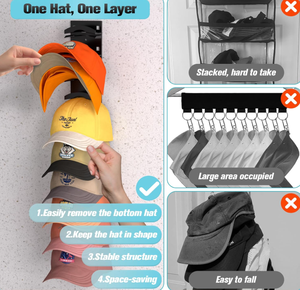 Lot <span class=keywords><strong>de</strong></span> 2 organiseurs <span class=keywords><strong>de</strong></span> casquettes pour casquettes <span class=keywords><strong>de</strong></span> baseball, support mural pour chapeaux avec adhésif puissant pouvant accueillir jusqu'à 20 casquettes, support <span class=keywords><strong>de</strong></span> rangement pour chapeaux - Product Image 5