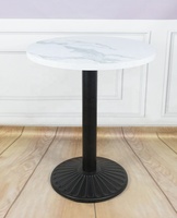 Table à thé de chrysanthème en marbre blanc de haute qualité Design moderne avec base de table en fer métallique Ventes directes d'usine