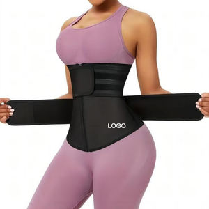 Corset amincissant en latex noir grande taille avec double ceinture et fermeture éclair, effet sauna, pour le fitness féminin - Product Image 1