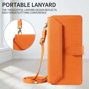 Étui en cuir OEM Litchi PU+TPU avec porte-cartes, étui portefeuille en cuir pour iPhone 17, 17 Pro, 17 Pro Max A-2633 - Product Image 4