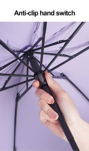 Parapluie de voyage manuel à trois plis avec poignée en bambou J, protection UV, coffret cadeau de luxe pour cadeaux d'affaires - Product Image 6