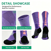 Elite Chaussettes de sport de basket-ball à mi-mollet pour hommes Style américain Star Towel Crew Height Trendy Wear-Resistant Running Sports Socks