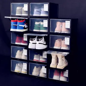 畅销黑色鞋盒运动鞋鞋子储物箱塑料鞋盒储物高跟鞋