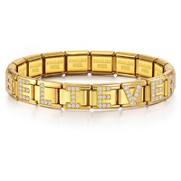 Bracelet à breloques italien en or, nouveau, avec alphabet A-Z, zircon cristal 9mm, en acier inoxydable, breloque lettre initiale DIY, bijoux pour femme, vente en gros