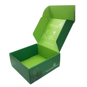 021 핫 세일 사용자 정의 로고 판지 배송 우편물 상자 녹색 화장품 메일 링 스킨 케어 골판지 포장 상자
