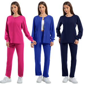 Tem Cross Border Nursing Uniform Women Split Set Green Moisture Wicking Hospital Scrubs Long Sleeve Top Pants - Product Image 5