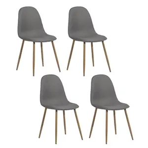 Set of 4 Nordic Dining Chair Set and Modern Fabric Chair and Side Chair for Kitchen with Wooden Metal Legs