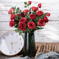 YC1046 longue tige artificielle 3 têtes Vintage thé Rose soie pour la maison cuisine mariage arc décorations de jardin