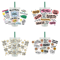 24oz Taille Uv Dtf Cup Wrap Autocollant de transfert facile à appliquer Étiquette en cristal lavable à faible quantité minimale de commande