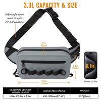Sac banane de pêche léger et rembourré en PVC 500D avec plusieurs passants de suspension et ceinture ajustable pour la pêche en kayak et les activités de bord de mer