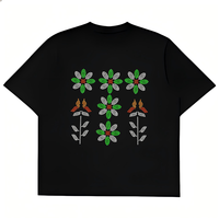 Motif de fleur en strass personnalisé, design de transfert thermique en strass pour t-shirt