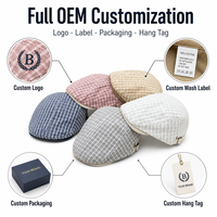 Gorra plana de algodón con logo personalizado para mujer, estilo Ivy Newsboy, color liso, gorra tipo boina con visera de pico de pato, gorro informal para otoño e invierno para mujer