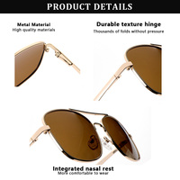 Lunettes de soleil polarisées Sunray avec logo personnalisé, monture carrée large en métal doré, monture intégrale, légères, durables, unisexes, tendance, TAC UV400