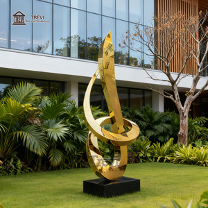 TREVI Custom Modern Art Statues Gold Stainless Steel <strong>Abstract</strong> <strong>Sculpture</strong> for Public Places Decoration - Product Image 4
