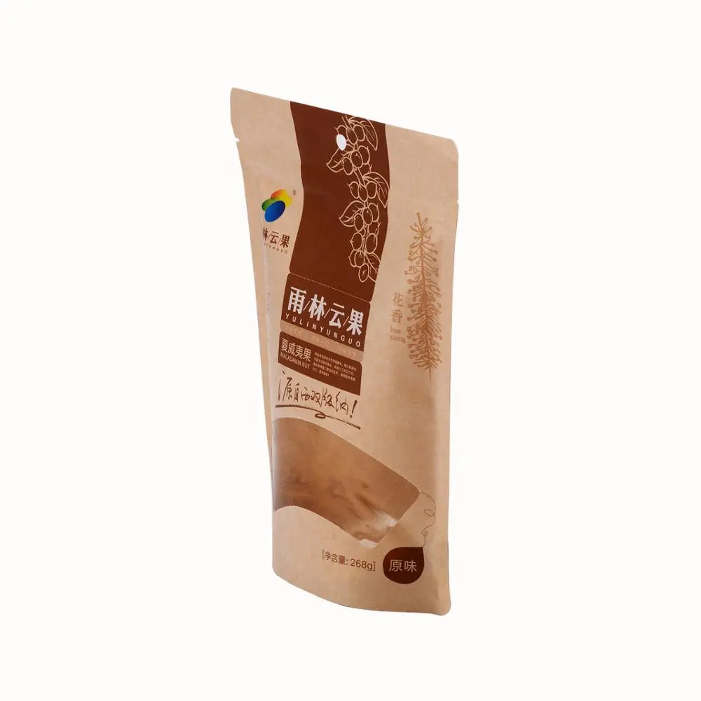 Dây Kéo Hàng Đầu Bền Rõ Ràng Cửa Sổ Không Thấm Nước Foil Lót Laminated Kraft Paper Bag Tùy Chỉnh Với Logo Để Bán