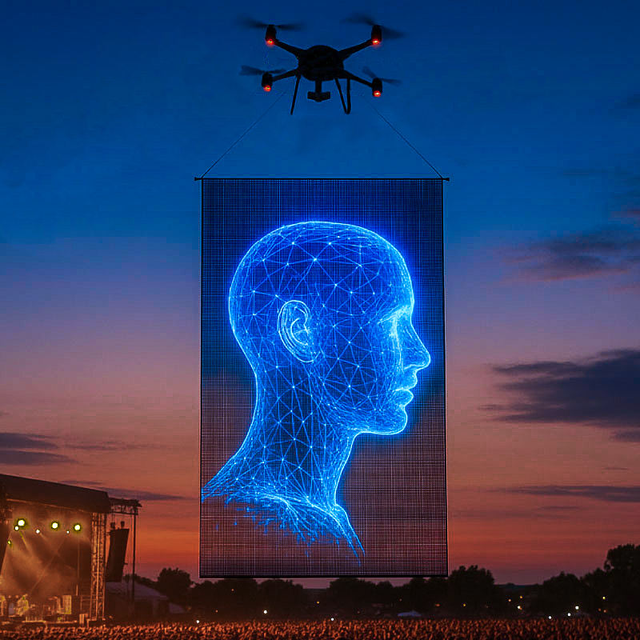 LED Magic Carpet Screen P15 P20 P25 Outdoor Rechargeable Flying Screen Flying Display for Drone Sky Play Video Advertising