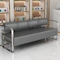 Fauteuil d'attente pour salon de coiffure d'influenceurs, zone de repos pour salon de coiffure et de manucure, banc en acier inoxydable de luxe léger