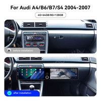 Autoradio MOOKAKA double écran 12,3 pouces pour A4/B6/B7/S4 2004-2007, navigation GPS Android, stéréo, CarPlay sans fil, écran interactif grand format