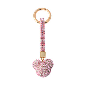 2021 Korean Cute Crystal Keychains Ladies Bag Buckle Ornaments Mickey Key Ring Flashing Diamond Keychain