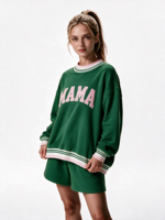 Sweat-shirt personnalisé à col montant pour femme 2026 – Coupe oversize courte pour adolescentes, manches longues amples, mode hiver