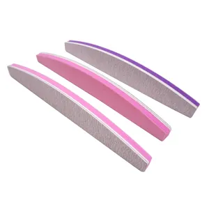 Half Moon Square Nail File For 2 In 1 Double Use Top Quality Pink Blue Orange Salon Use Buffer Block Nail File 2 In 1 Double Use