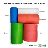 Rouleau de tampon absorbant SAP de qualité alimentaire en blanc, bleu, rouge, orange pour l'emballage de viande, de fruits de mer et l'industrie agroalimentaire, certifié BRCGS, tapis absorbant